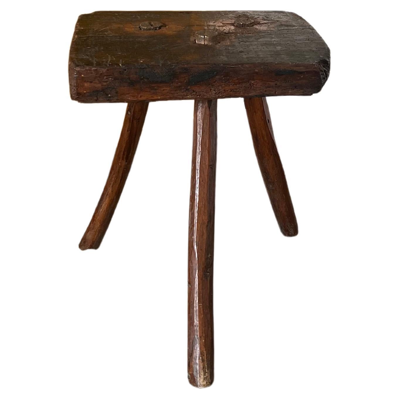 French Brutalist Tripode Countryside Stool, 1940  For Sale