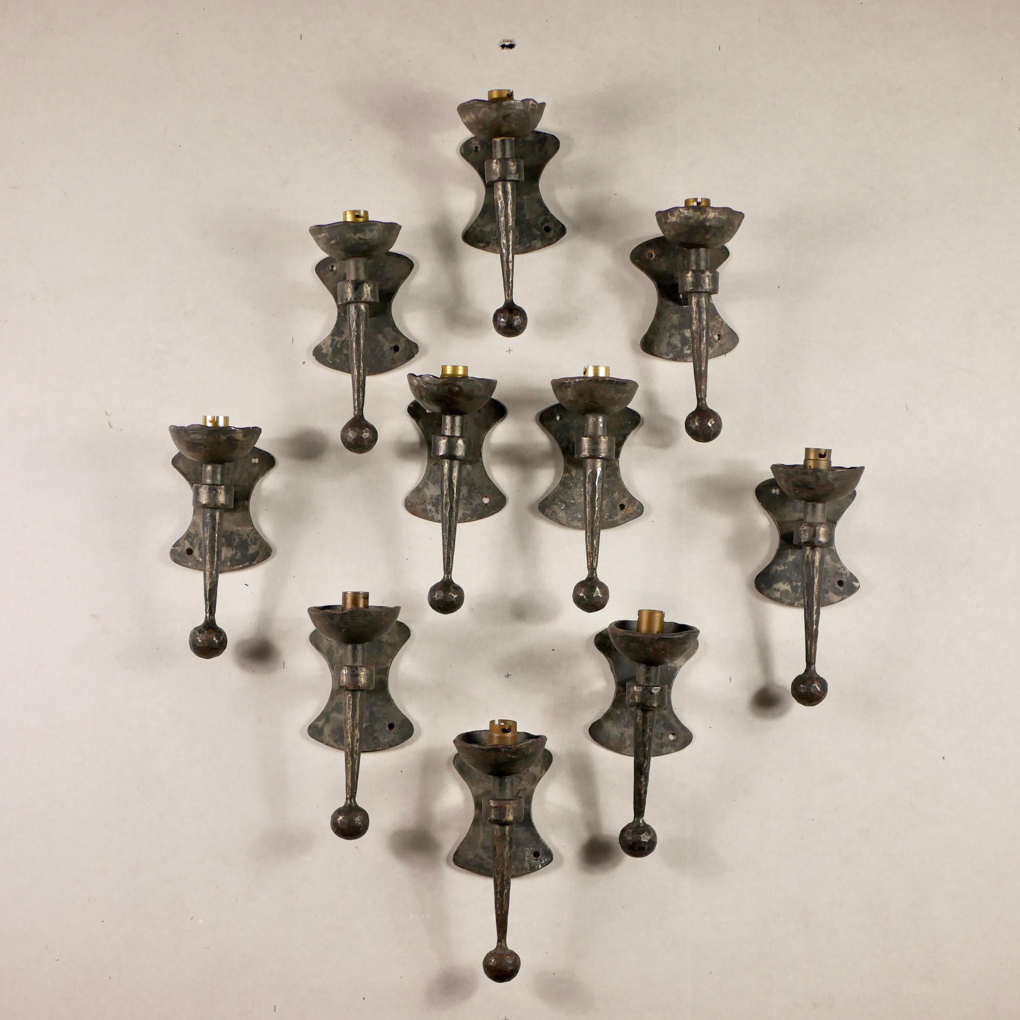 French Brutalist Wall Light in Forged Metal, 1960s 11