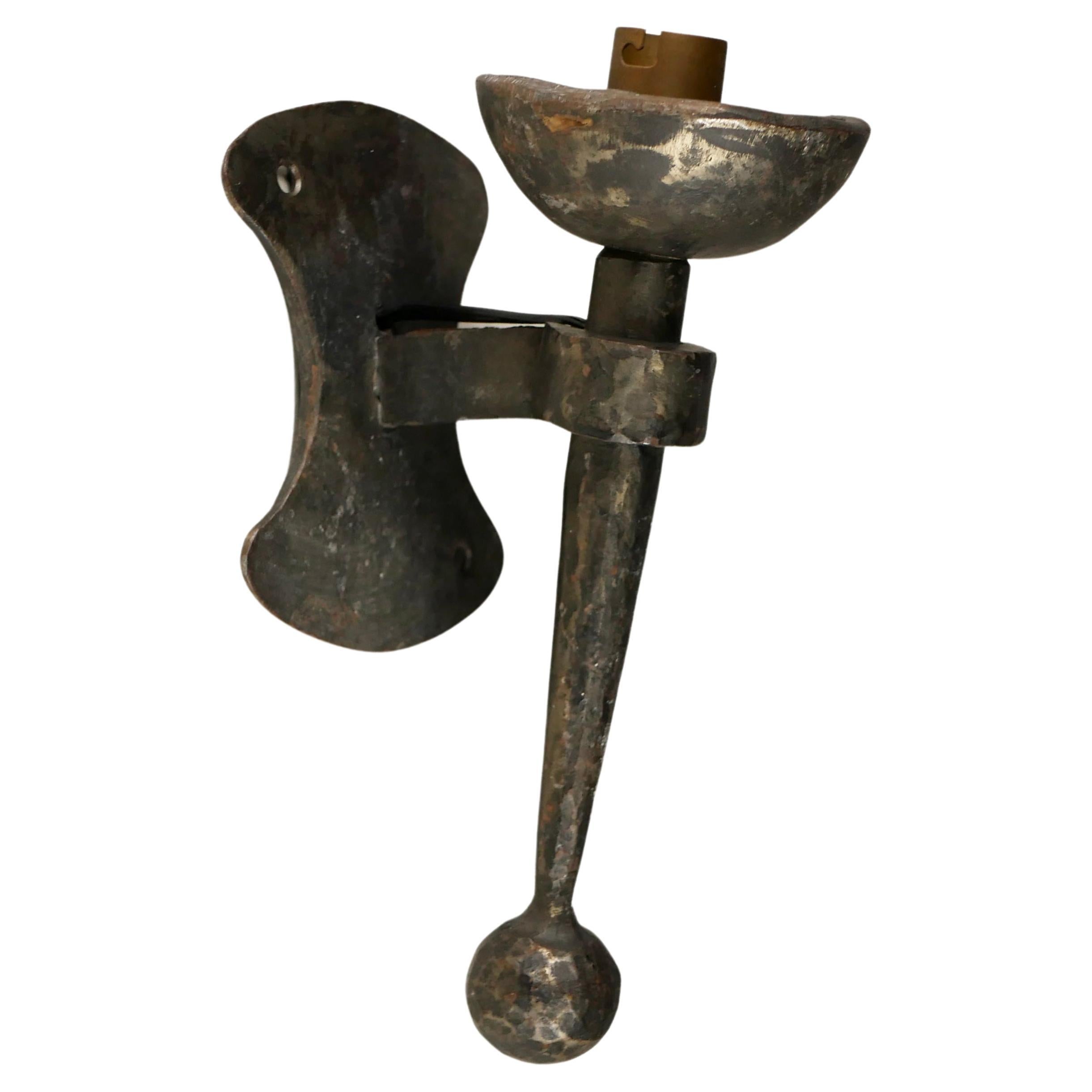 French Brutalist Wall Light in Forged Metal, 1960s