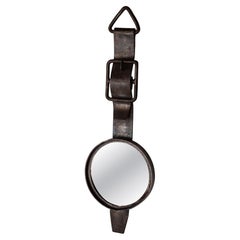 French Brutalist Wall Mirror in Patinated Forged Steel, 1970s Design