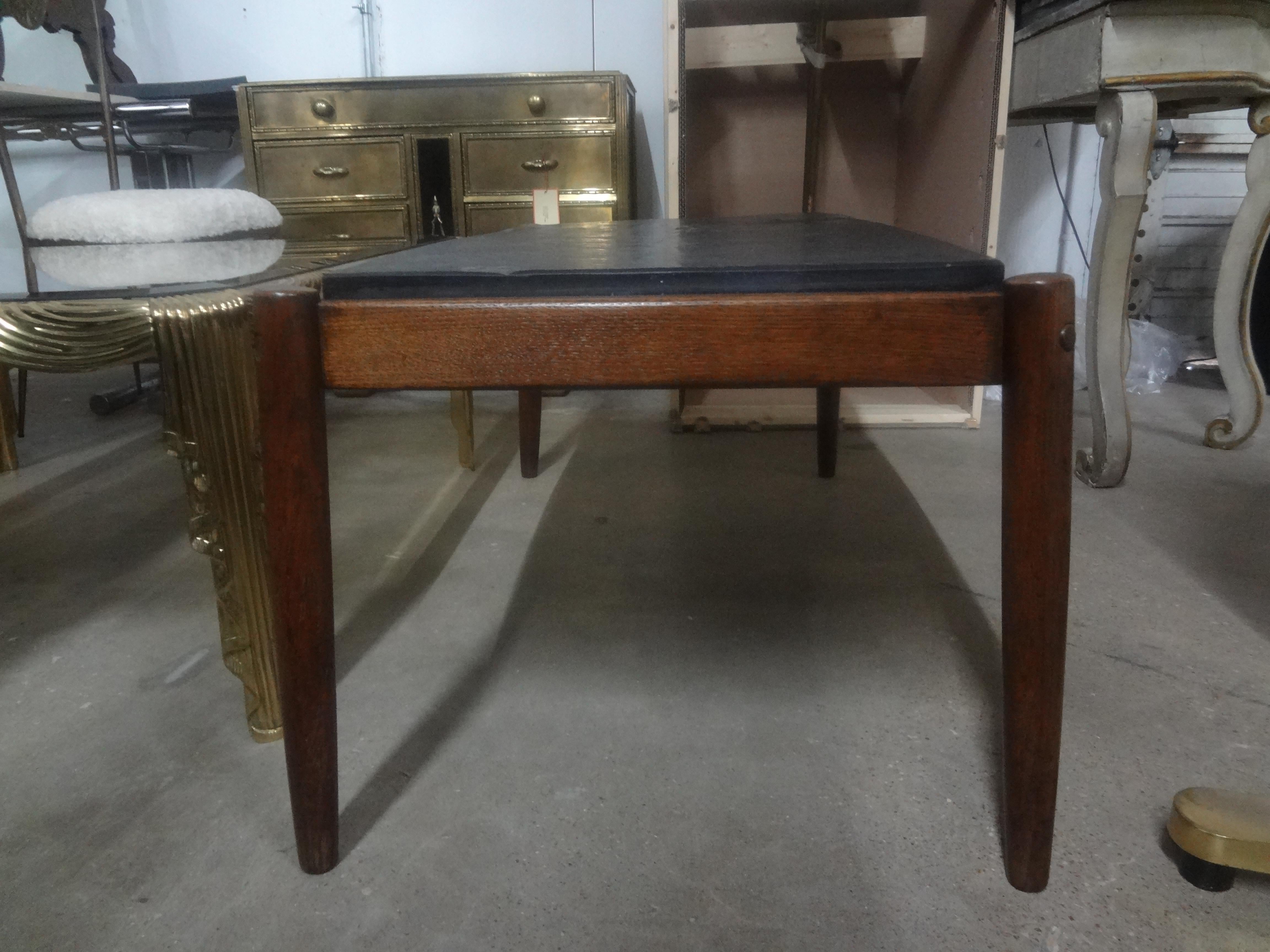 French Brutalist Walnut Coffee Table With Slate Top For Sale 2