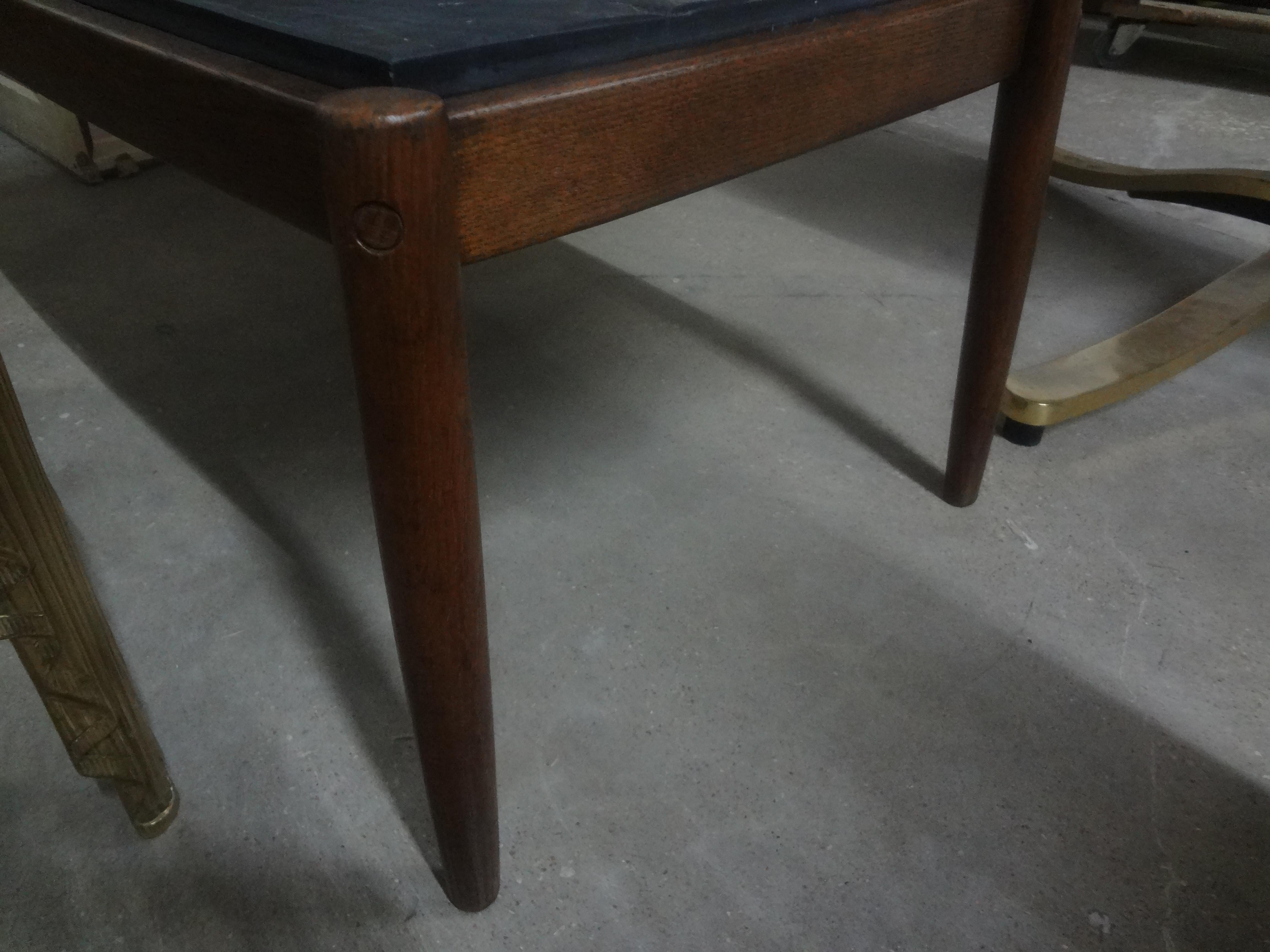 French Brutalist Walnut Coffee Table With Slate Top For Sale 5