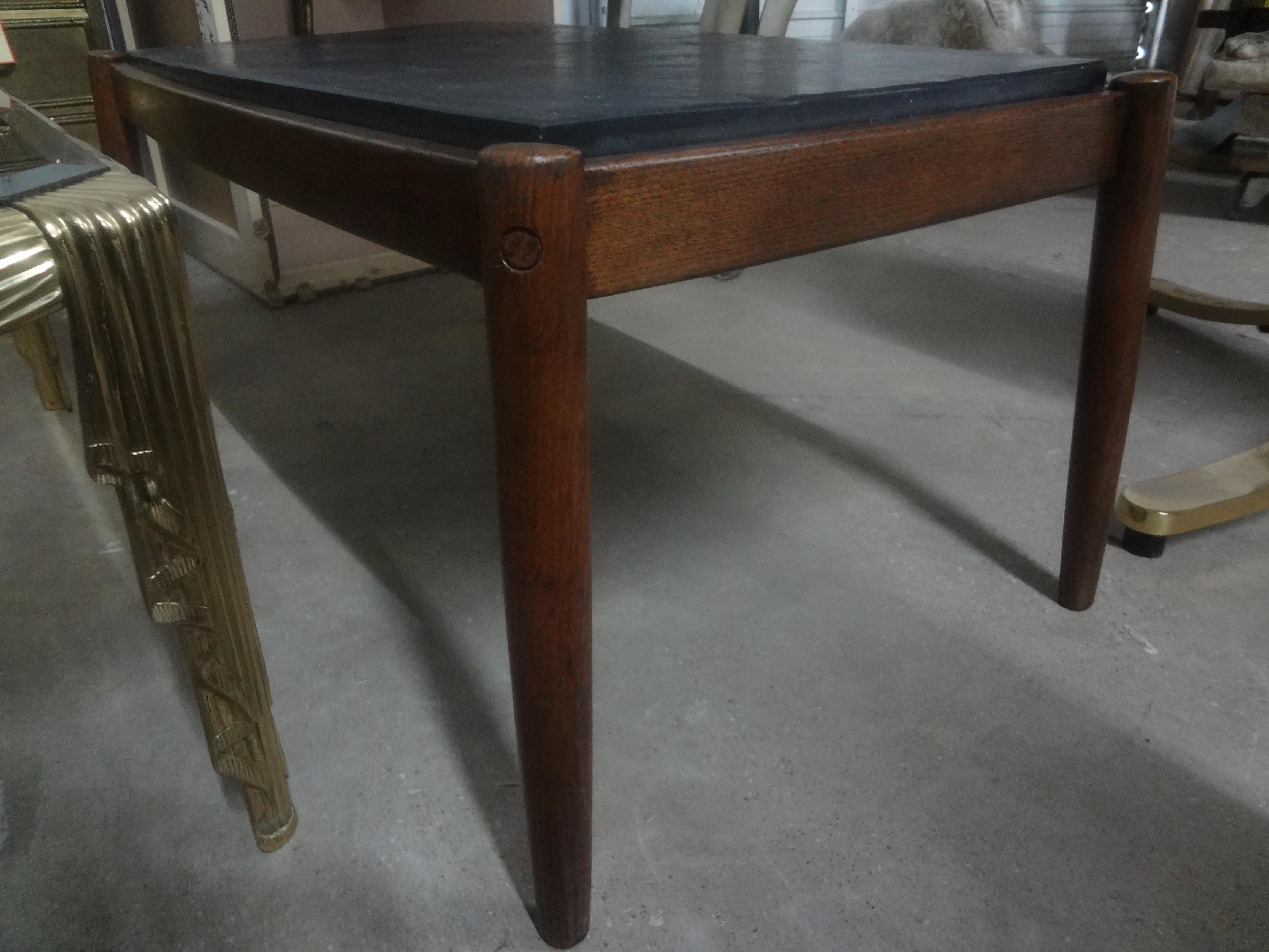 French Brutalist Walnut Coffee Table With Slate Top For Sale 6