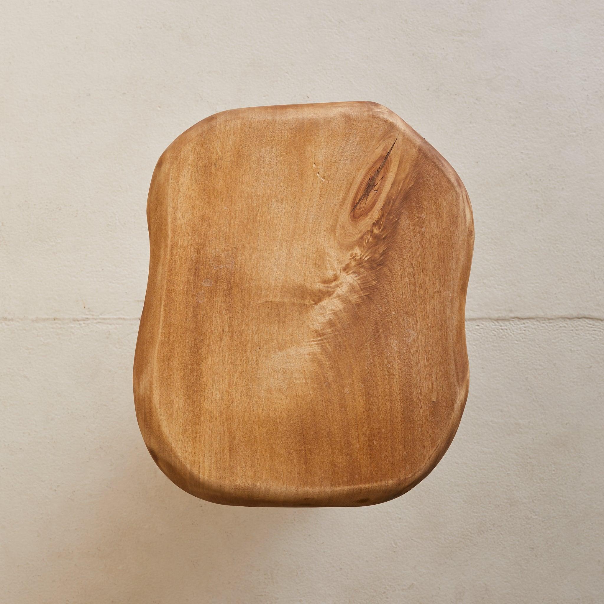 French Brutalist Wood Stool No. 01 by Richard Lecompte, 1970s Madera en venta