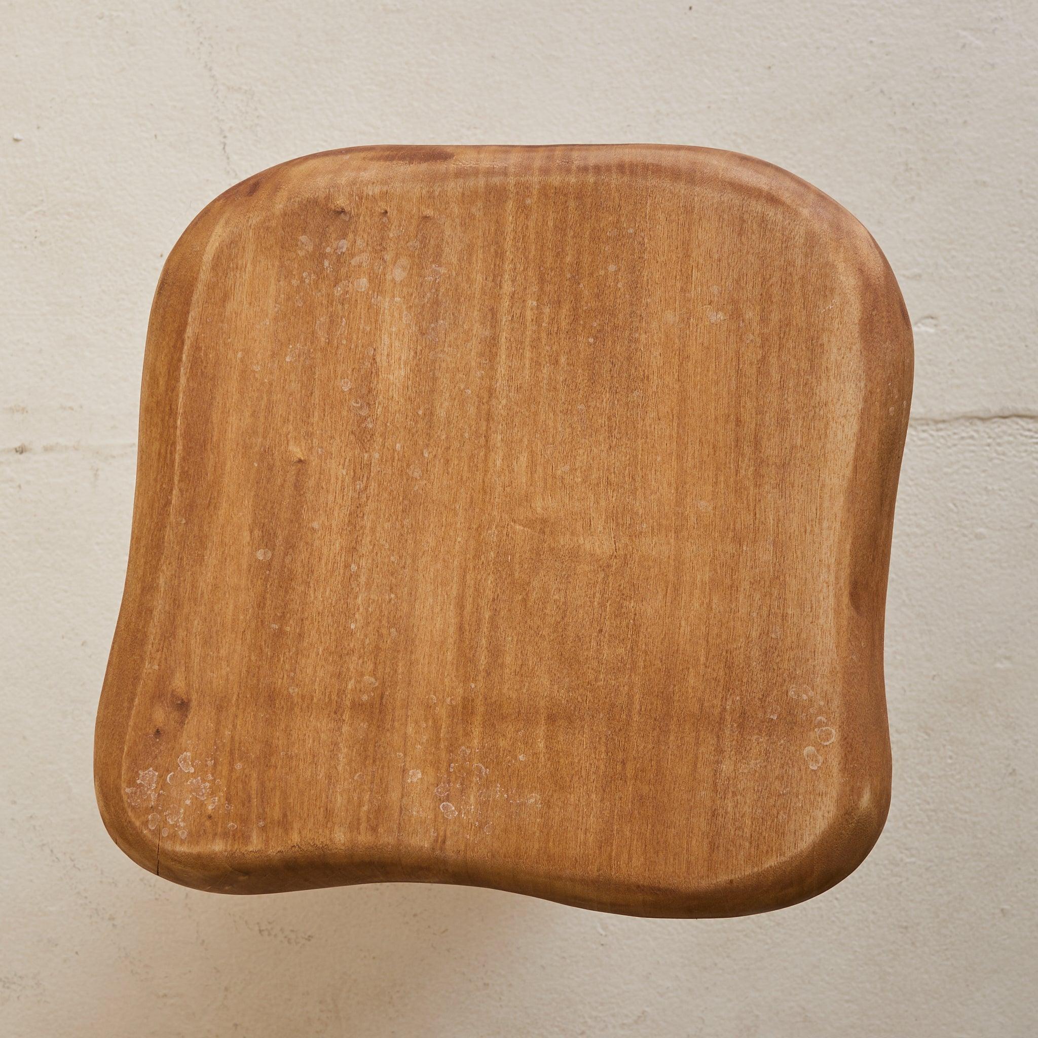 French Brutalist Wood Stool No. 02 by Richard Lecompte, 1970s Francés en venta
