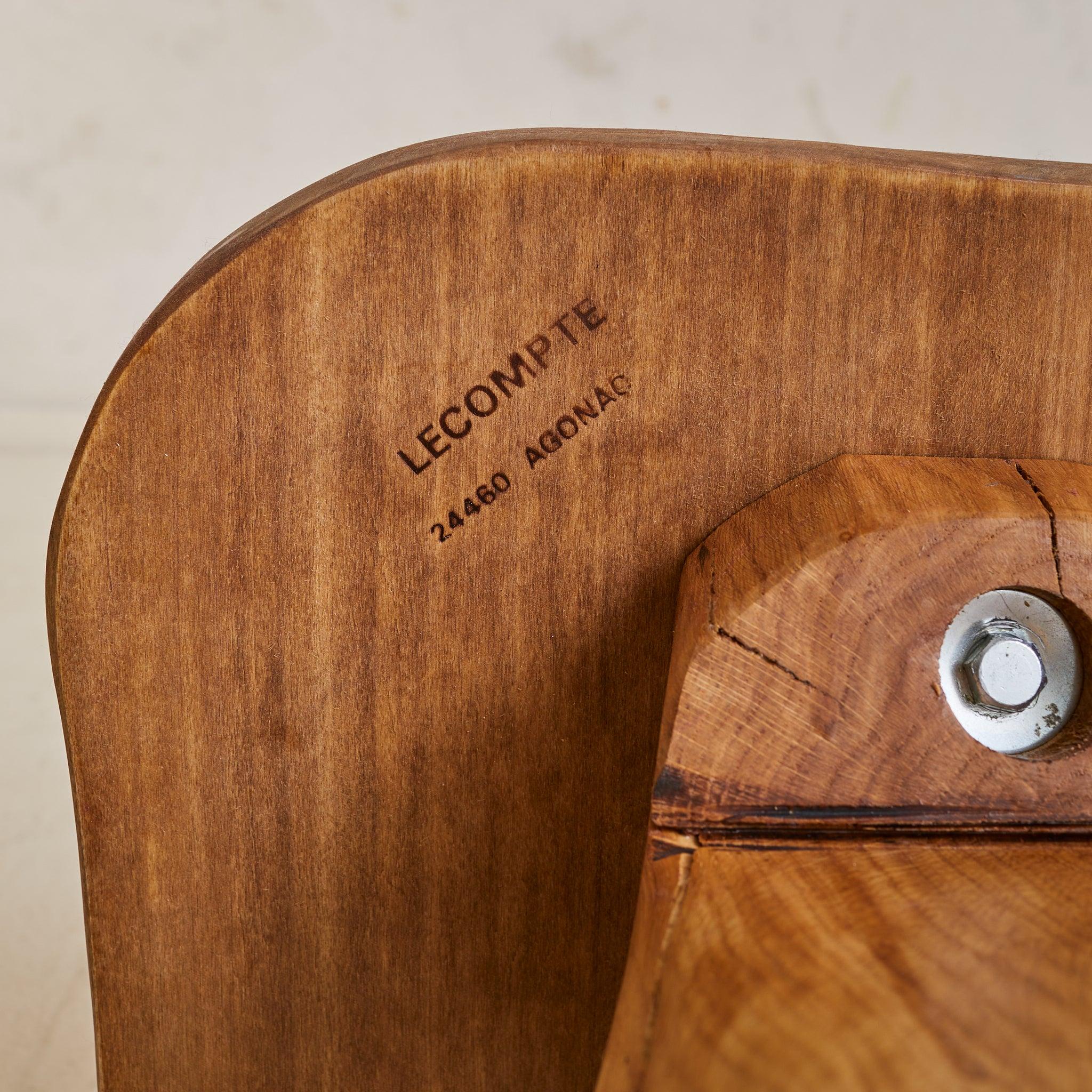 French Brutalist Wood Stool No. 02 by Richard Lecompte, 1970s en venta 2