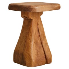 French Brutalist Wood Stool No. 02 by Richard Lecompte, 1970s