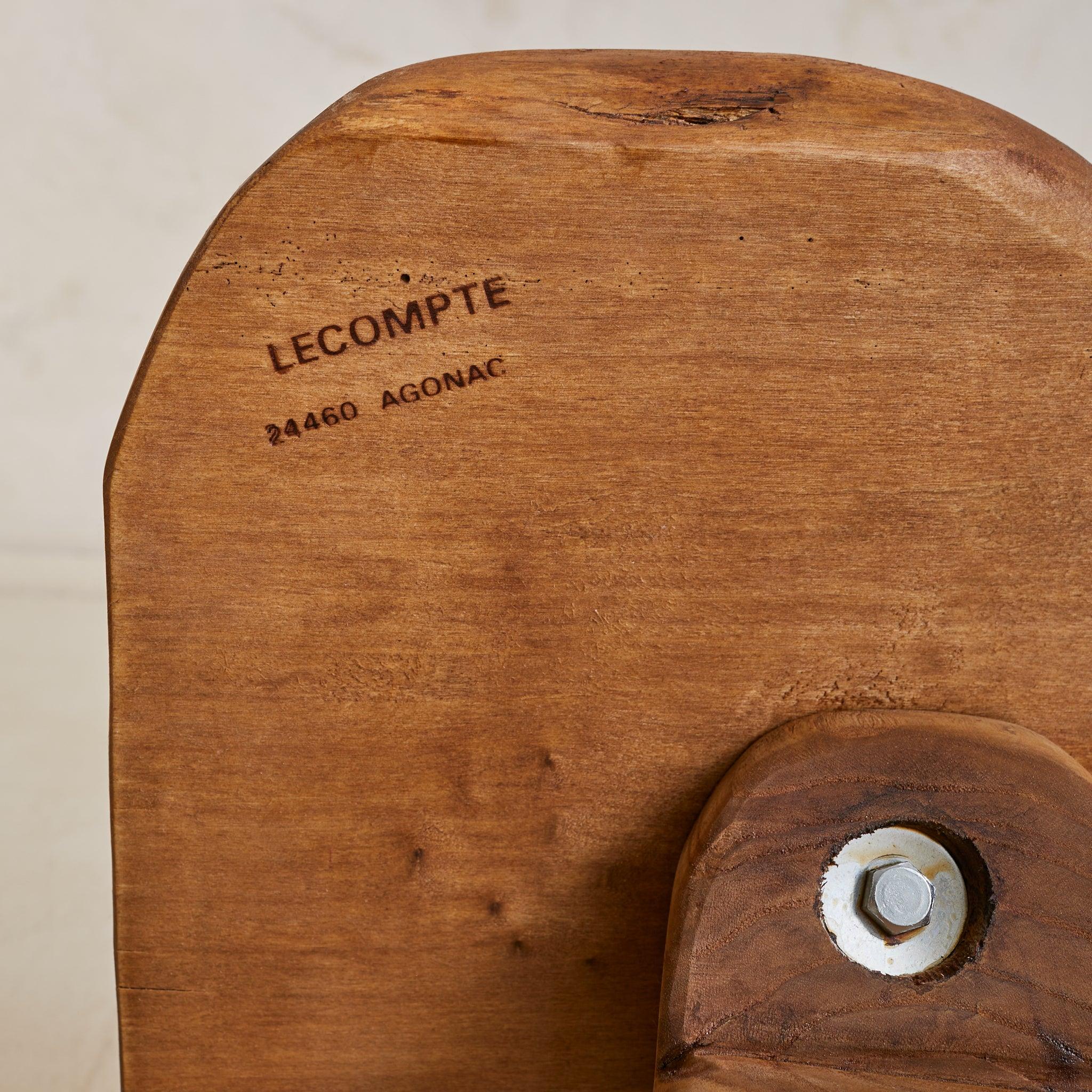 French Brutalist Wood Stool No. 03 by Richard Lecompte, 1970s in vendita 3