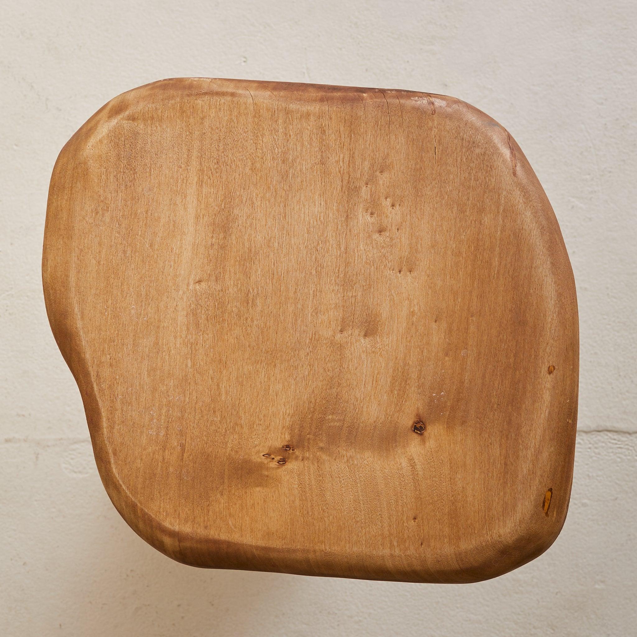 Francese French Brutalist Wood Stool No. 03 by Richard Lecompte, 1970s in vendita