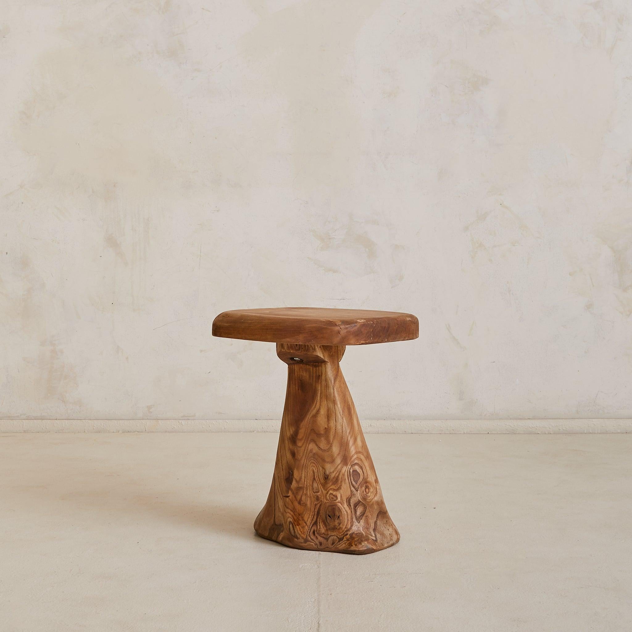 Fine XX secolo French Brutalist Wood Stool No. 03 by Richard Lecompte, 1970s in vendita
