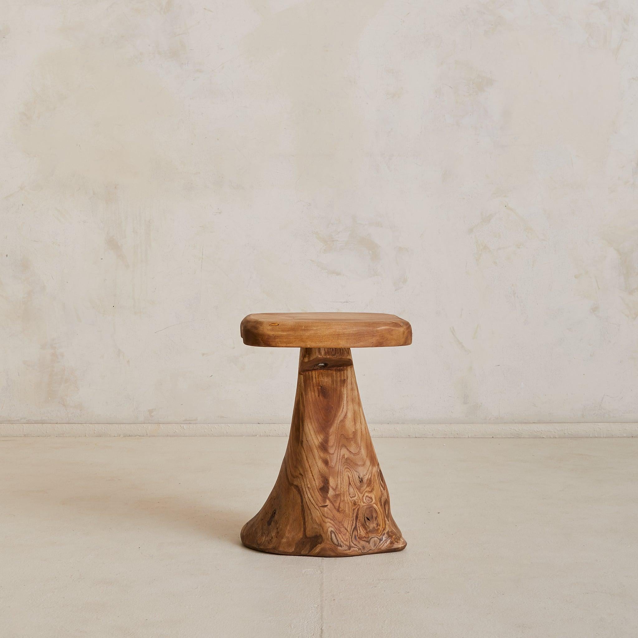 Legno French Brutalist Wood Stool No. 03 by Richard Lecompte, 1970s in vendita