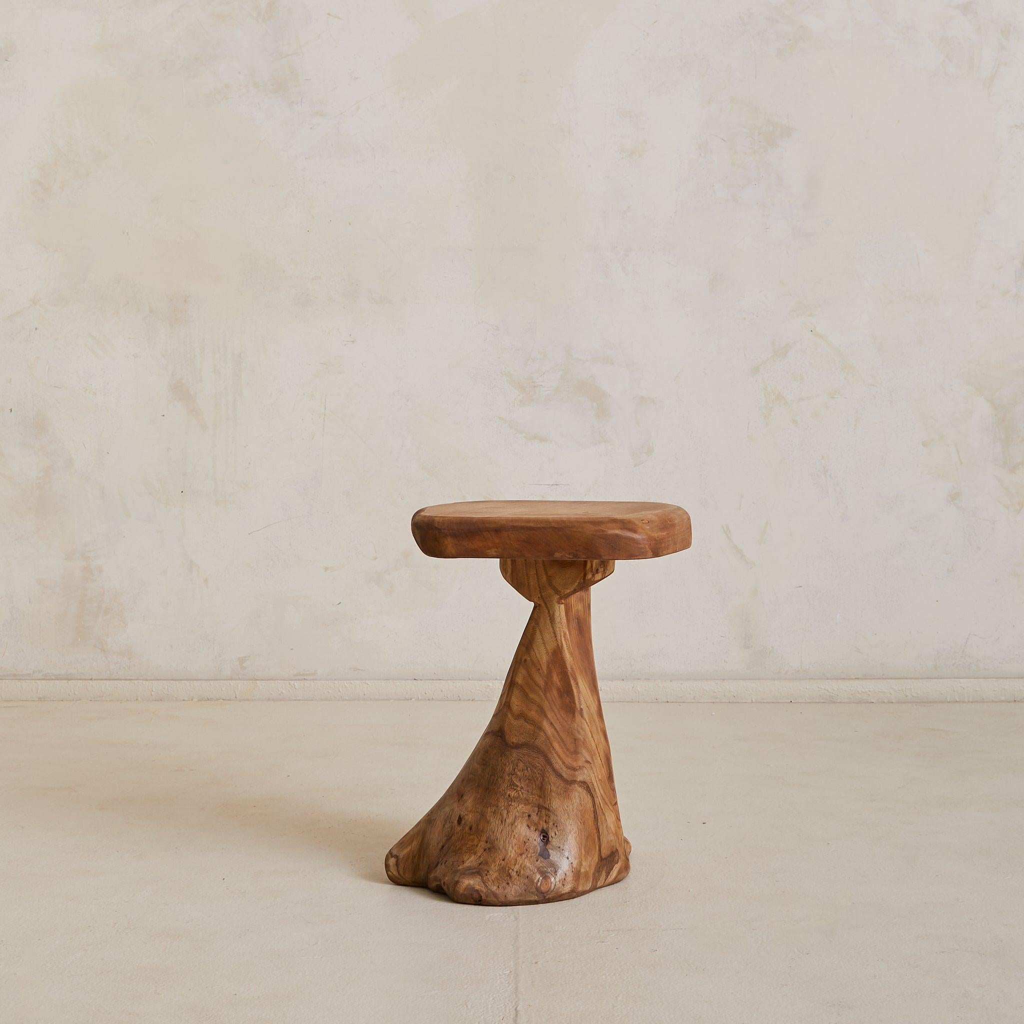 French Brutalist Wood Stool No. 03 by Richard Lecompte, 1970s in vendita 1