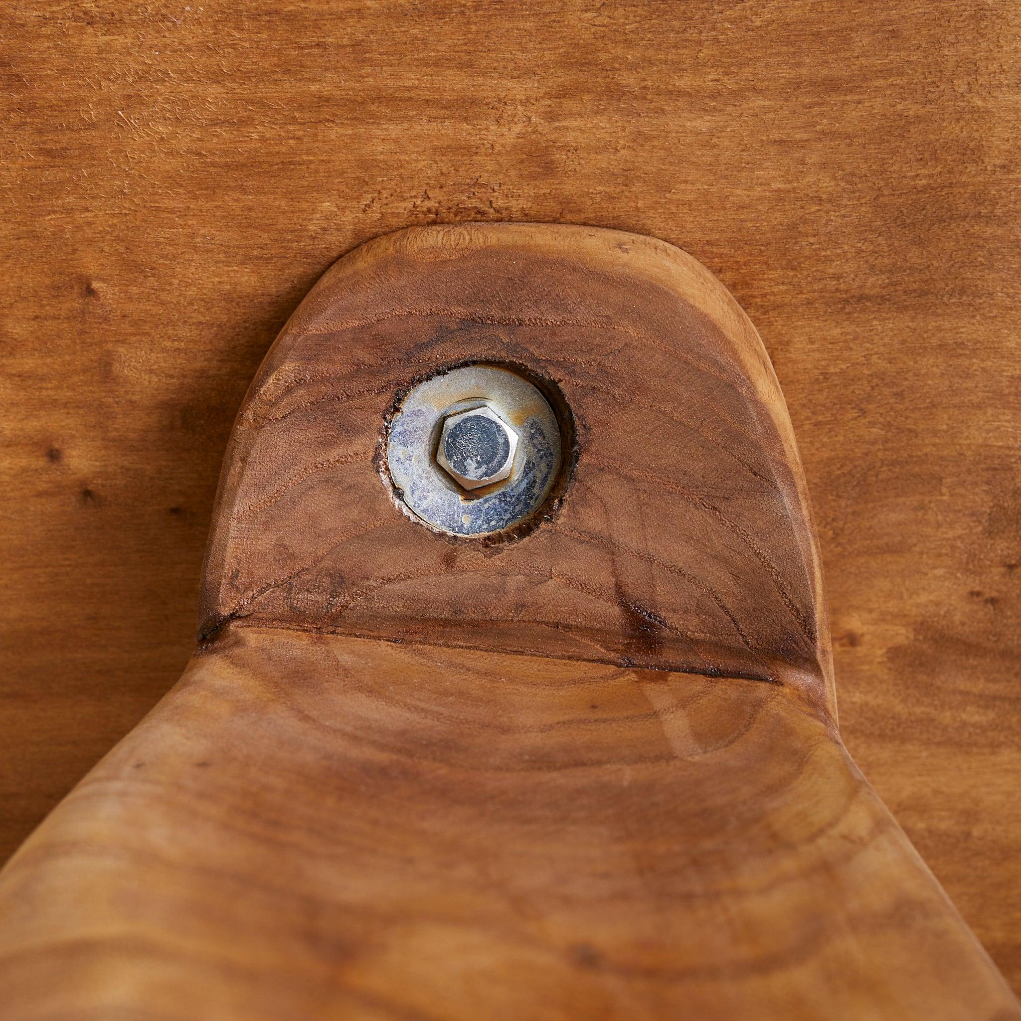 French Brutalist Wood Stool No. 03 by Richard Lecompte, 1970s in vendita 2