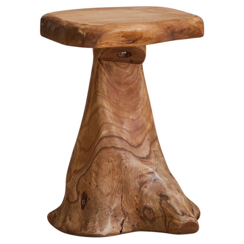 French Brutalist Wood Stool No. 03 by Richard Lecompte, 1970s