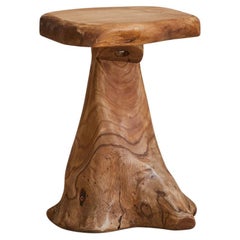 French Brutalist Wood Stool No. 03 by Richard Lecompte, 1970s