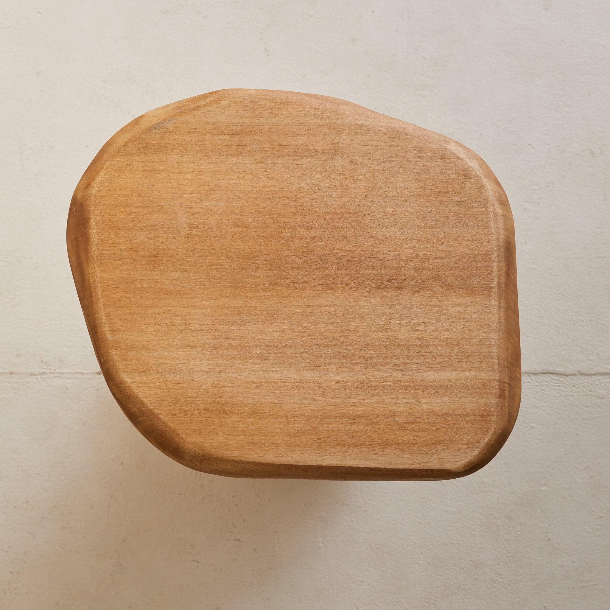 French Brutalist Wood Stool No. 04 by Richard Lecompte, 1970s Francés en venta
