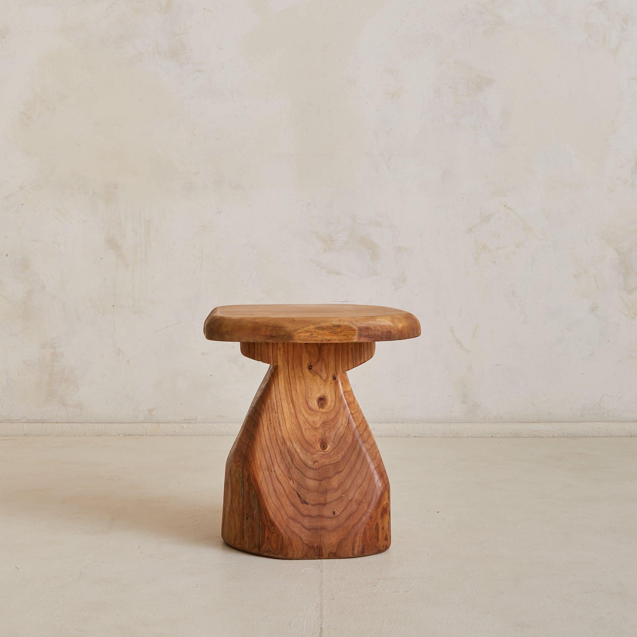 French Brutalist Wood Stool No. 04 by Richard Lecompte, 1970s en Bueno estado para la venta en Chicago, IL