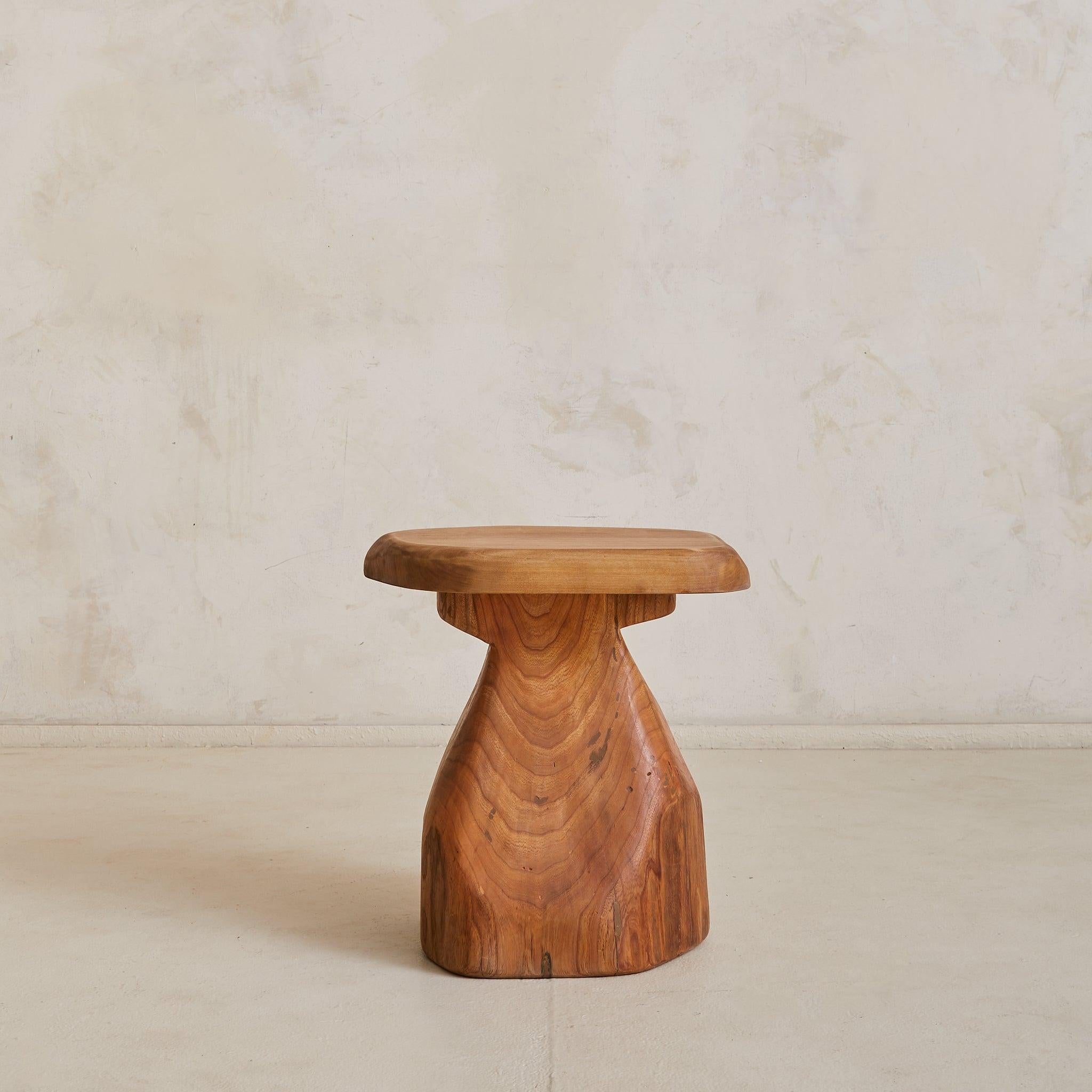 French Brutalist Wood Stool No. 04 by Richard Lecompte, 1970s en venta 2