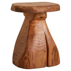 French Brutalist Wood Stool No. 04 by Richard Lecompte, 1970s