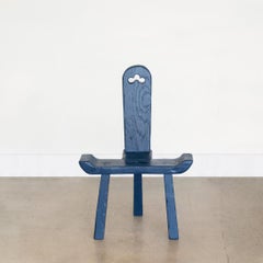 French Brutalist Wood Tripod Chair
