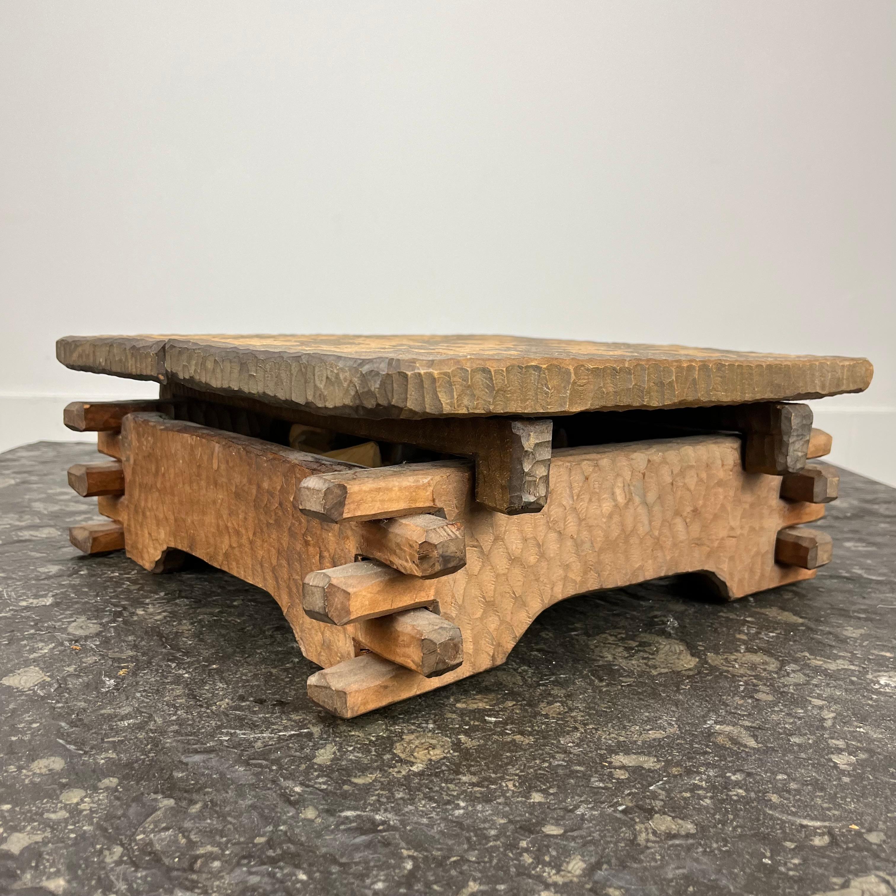 French brutalist wooden chessboard in the style of Jean Touret, Atelier Marolles For Sale 7