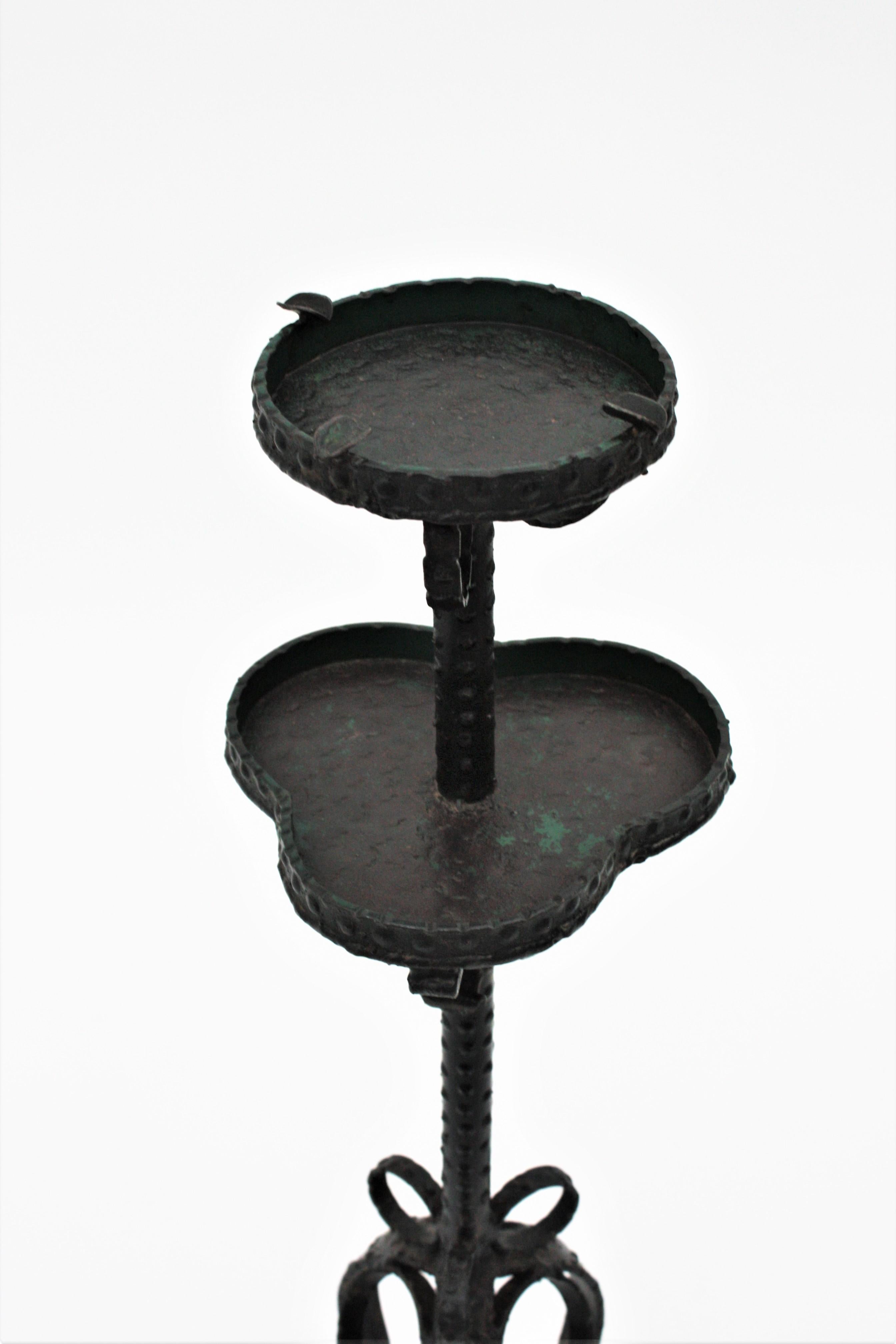 French Brutalist Wrought Iron Drinks Table and Ashtray 8