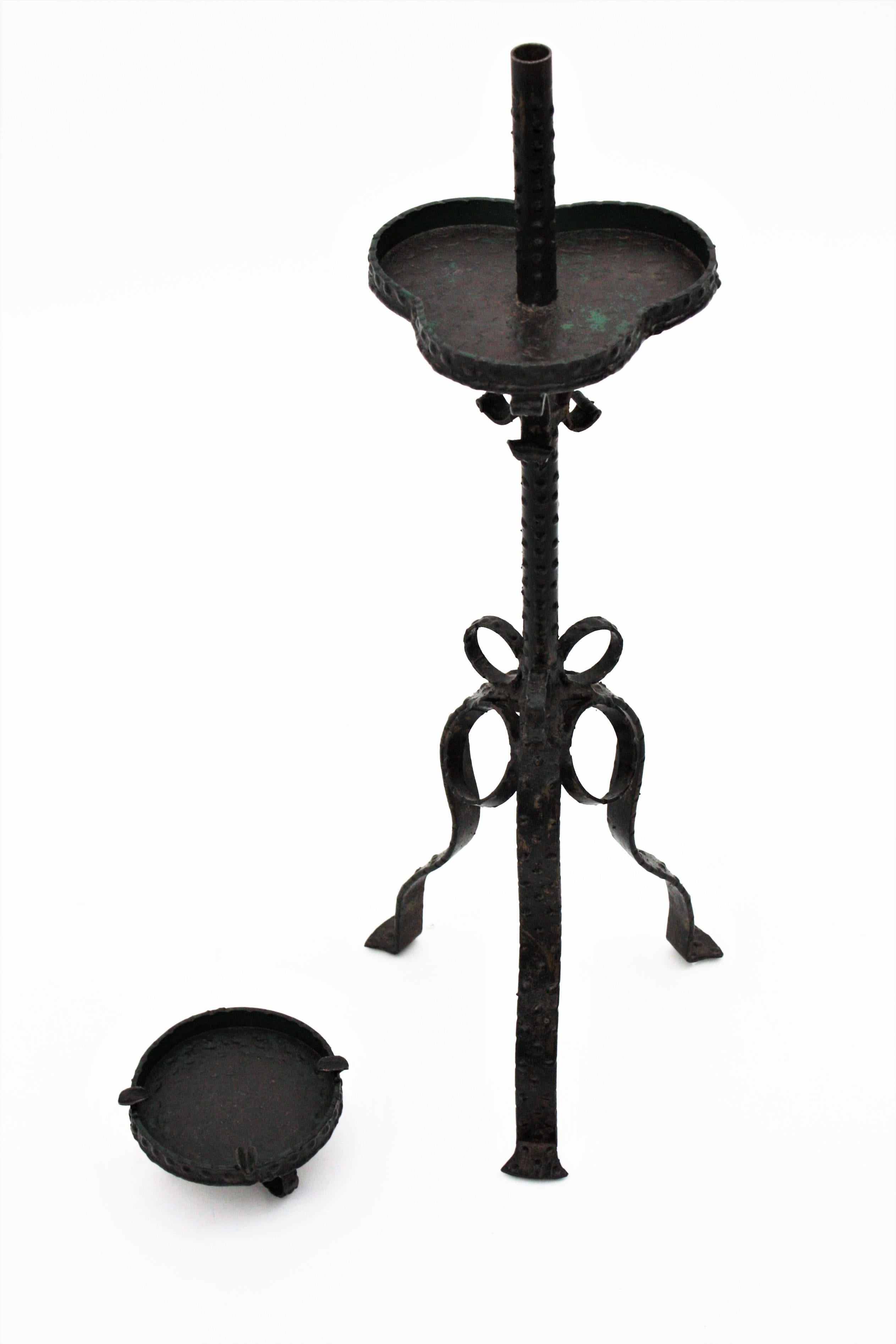 French Brutalist Wrought Iron Drinks Table and Ashtray 9