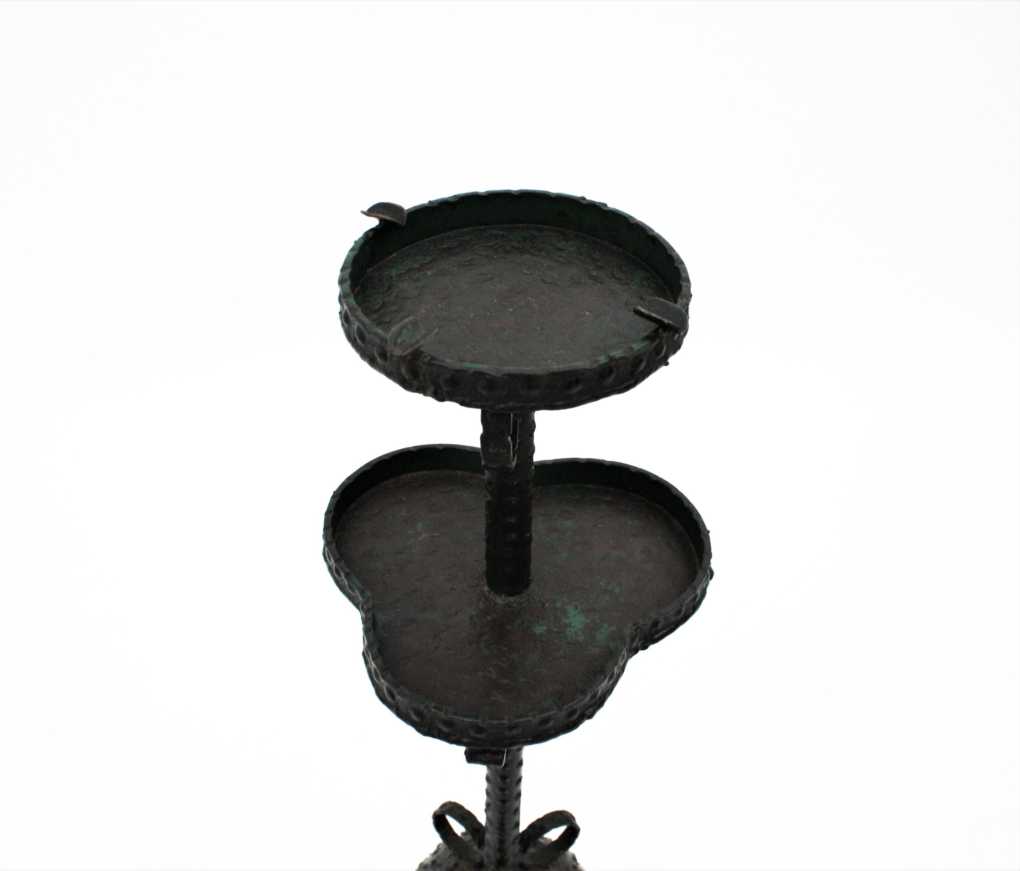 French Brutalist Wrought Iron Drinks Table and Ashtray 2