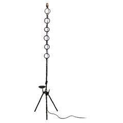 French Brutalist Wrought Iron Floor Lamp