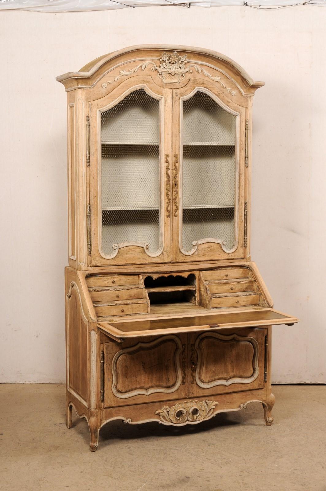 20th Century French Buffet à Deux-Corps with Drop-Front Secretaire