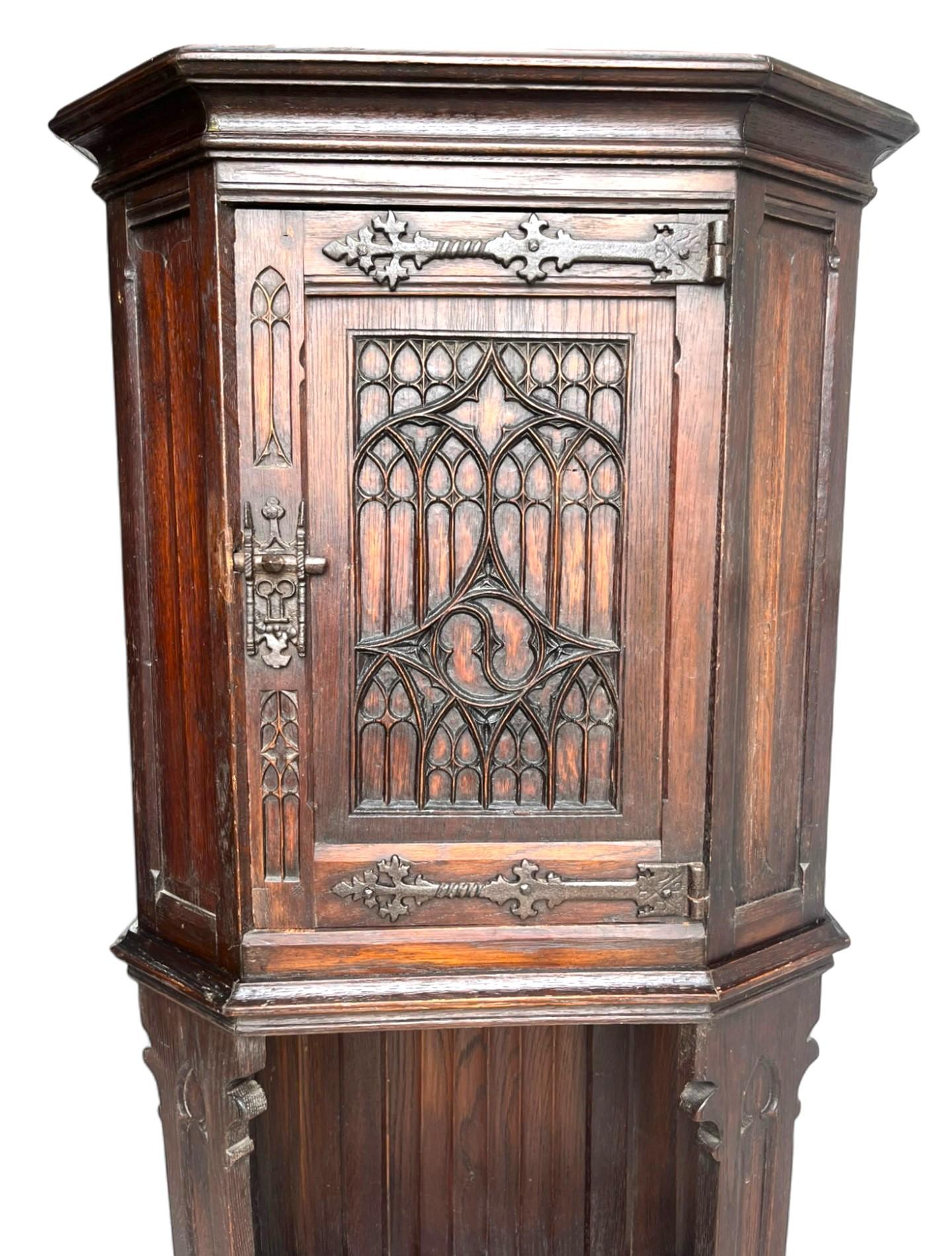 Hand-Carved French Buffet / Cabinet / Credenza / Dresser - Gothic Revival - France 19th For Sale