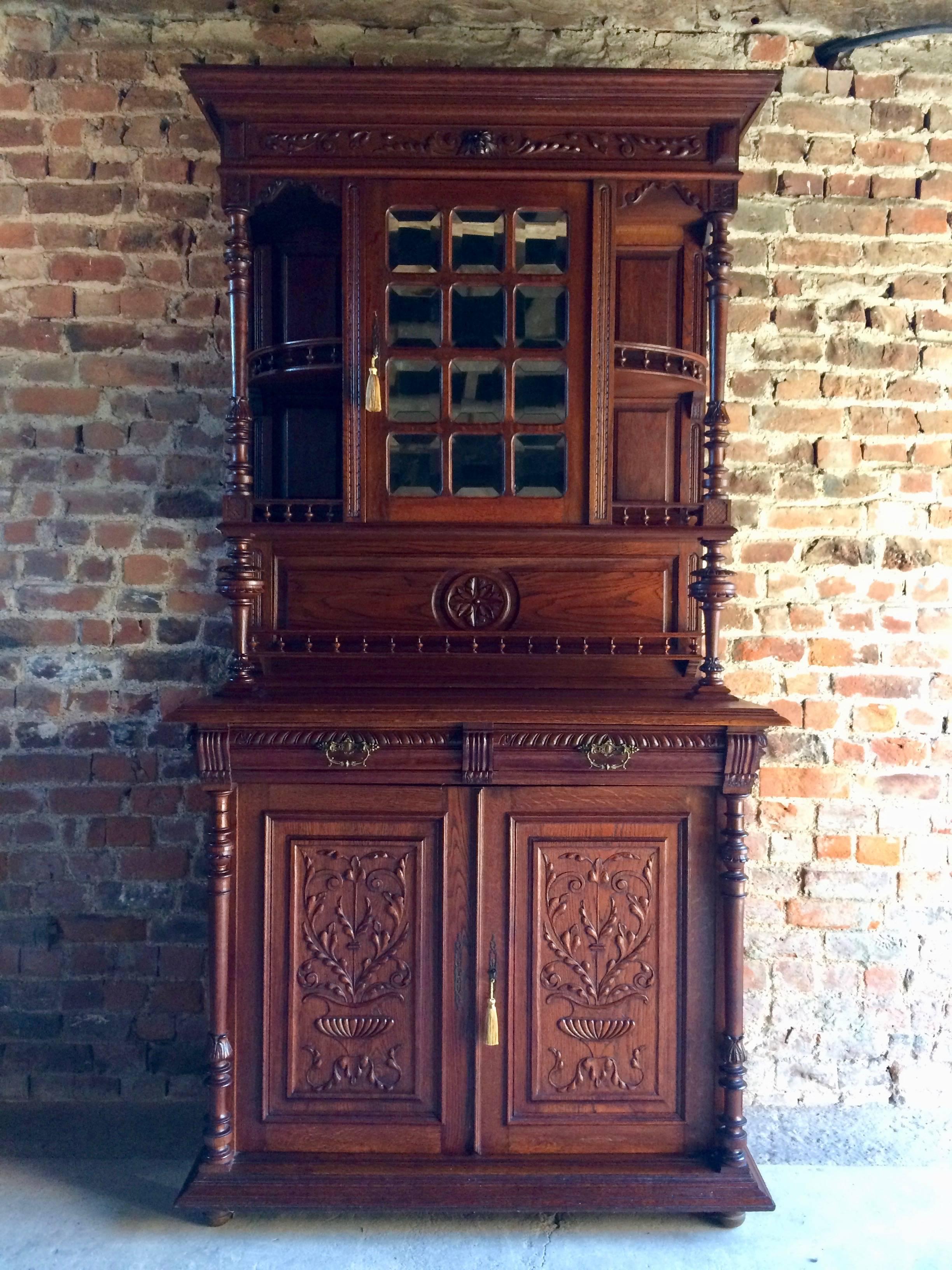 French Buffet Cabinet Dresser Cupboard Oak Antique 19th Century 7