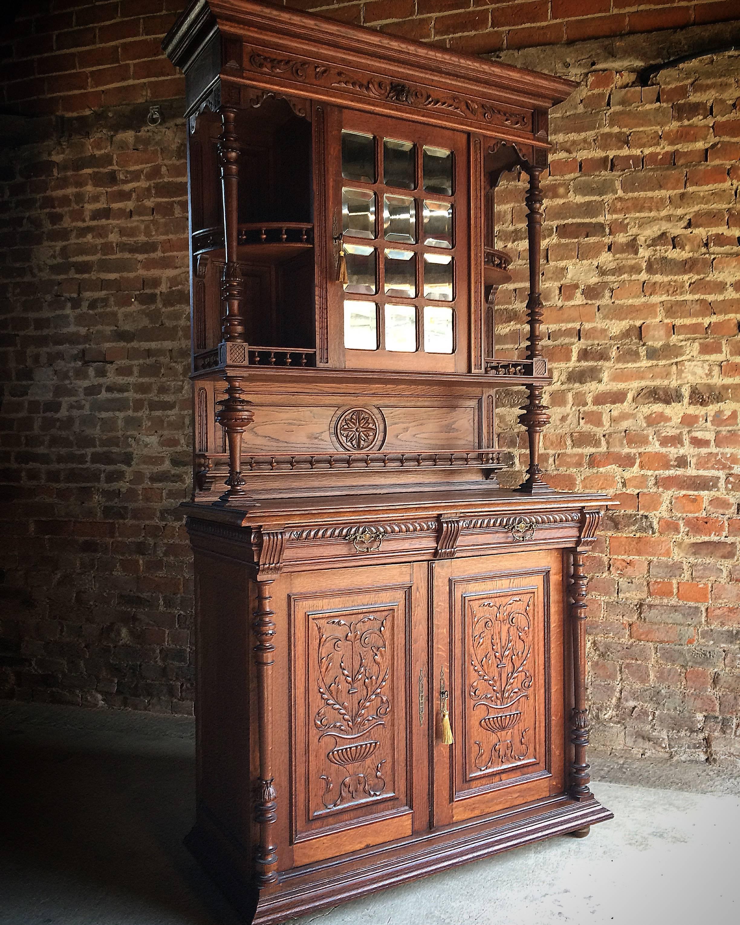 French Buffet Cabinet Dresser Cupboard Oak Antique 19th Century 8