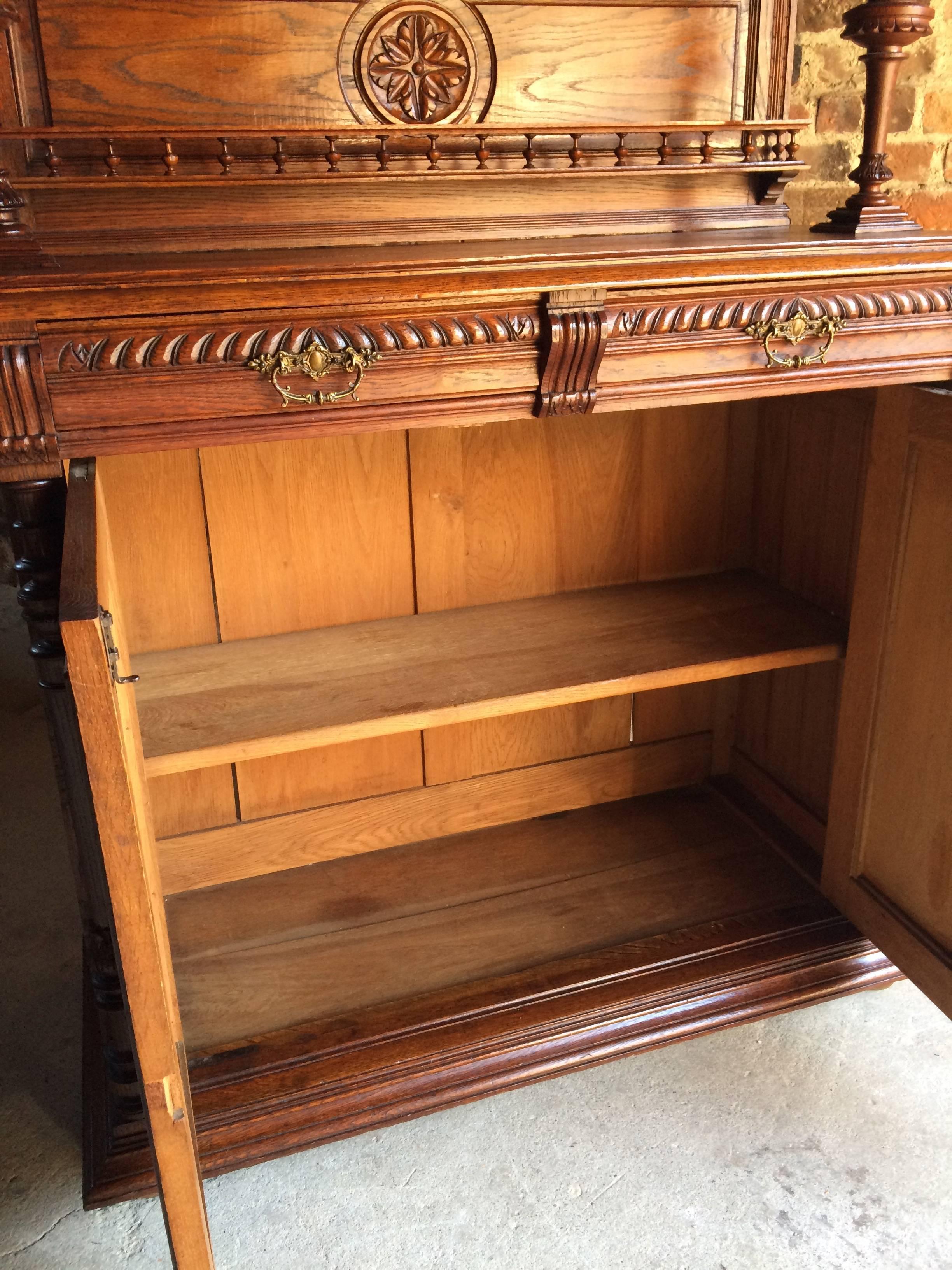 French Buffet Cabinet Dresser Cupboard Oak Antique 19th Century 4
