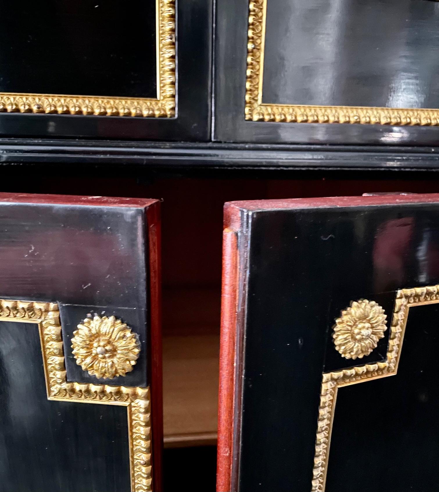 French Buffet Cabinet, Louis XVI Style Ebonized with Marble Top For Sale 5