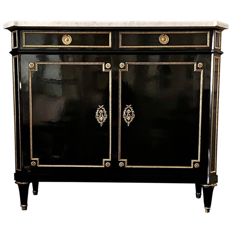 French Buffet Louis XVI Style Ebonized with Marble Top For