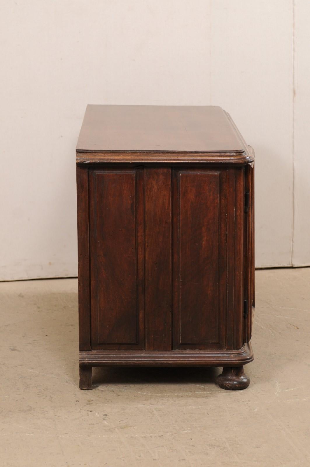 Wood French Buffet Cabinet w/Thick Reed Carving & Diamond Paneled Doors, Early 19th C