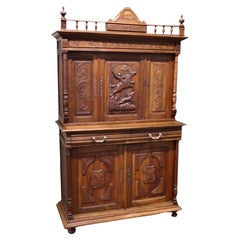 French Buffet de Corp, Carved Oak Game Cupboard