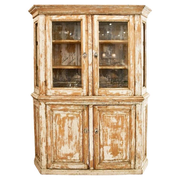 Buffet francese Deux Corps - XVIII secolo, con patina originale scrostata