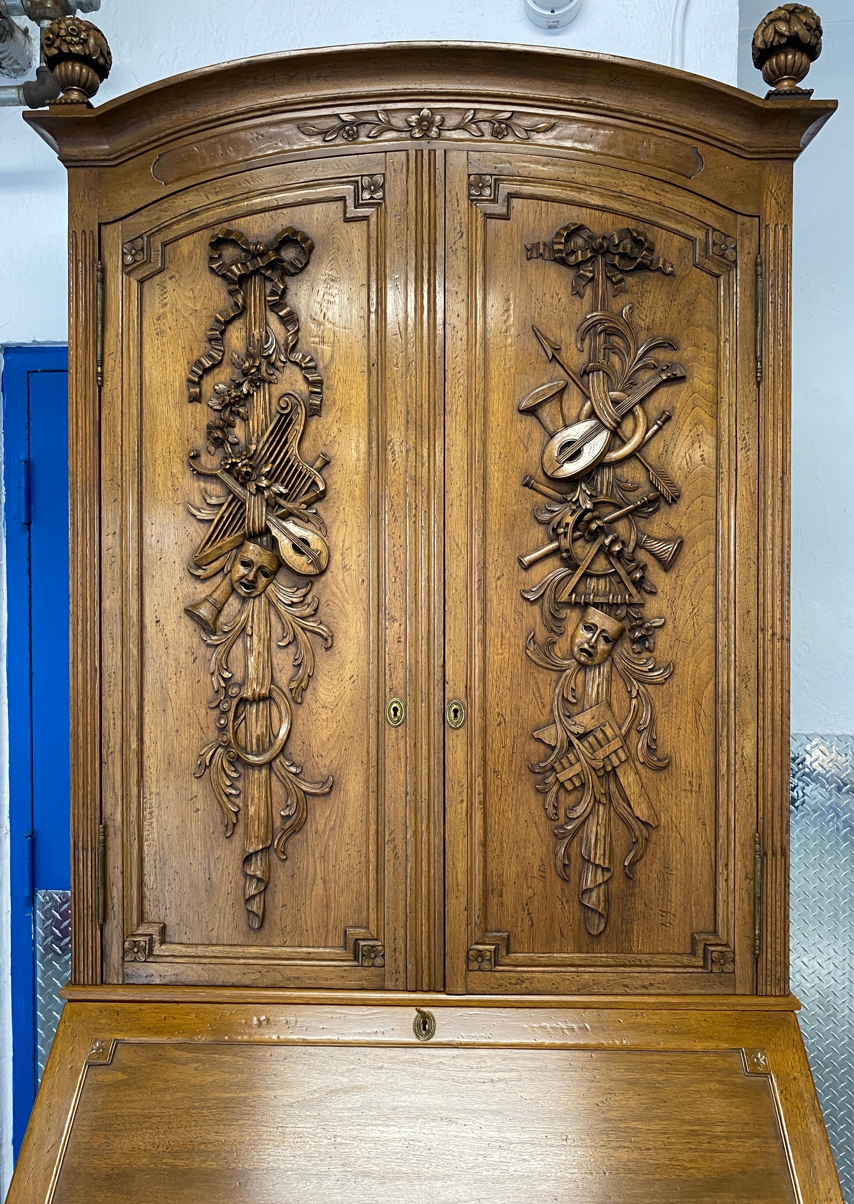 Buffet francese Deux Corps con scrivania, Segretaria europea in due parti con scrivania inclinata in vendita 6