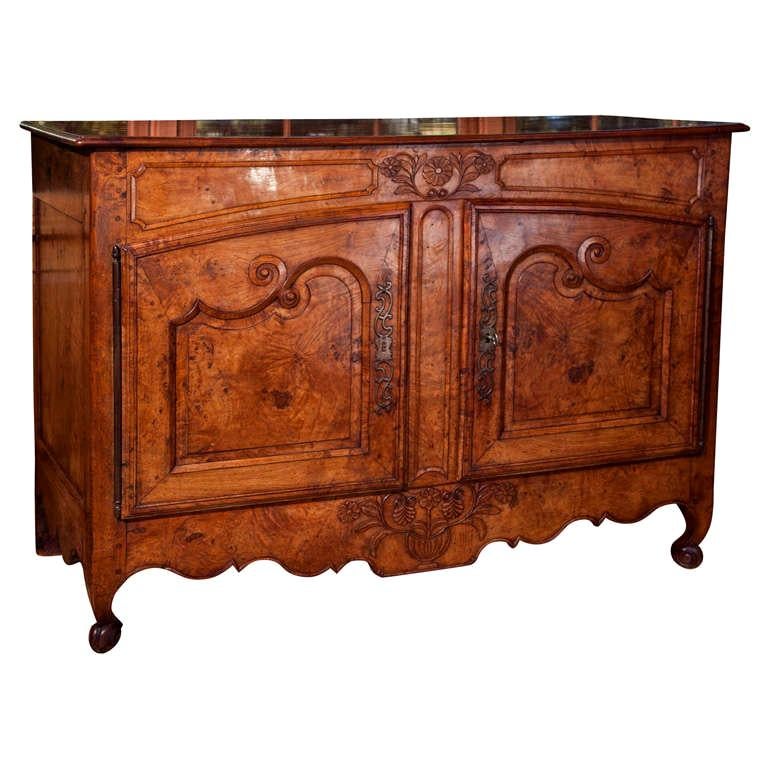 French Buffet in Burled Elm For Sale