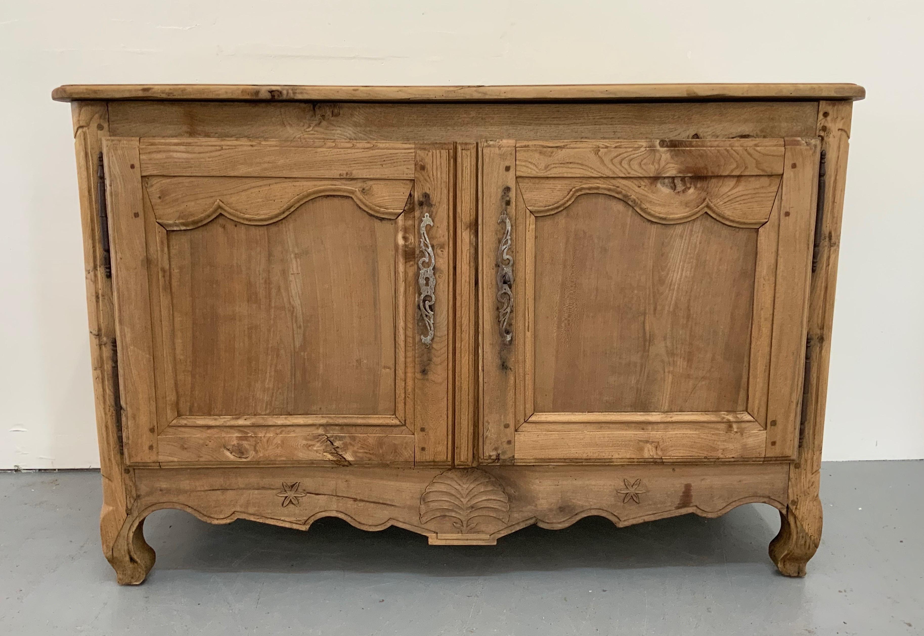 French antique Buffet Louis XV style from 19th century made in walnut and bleached with 2 doors 