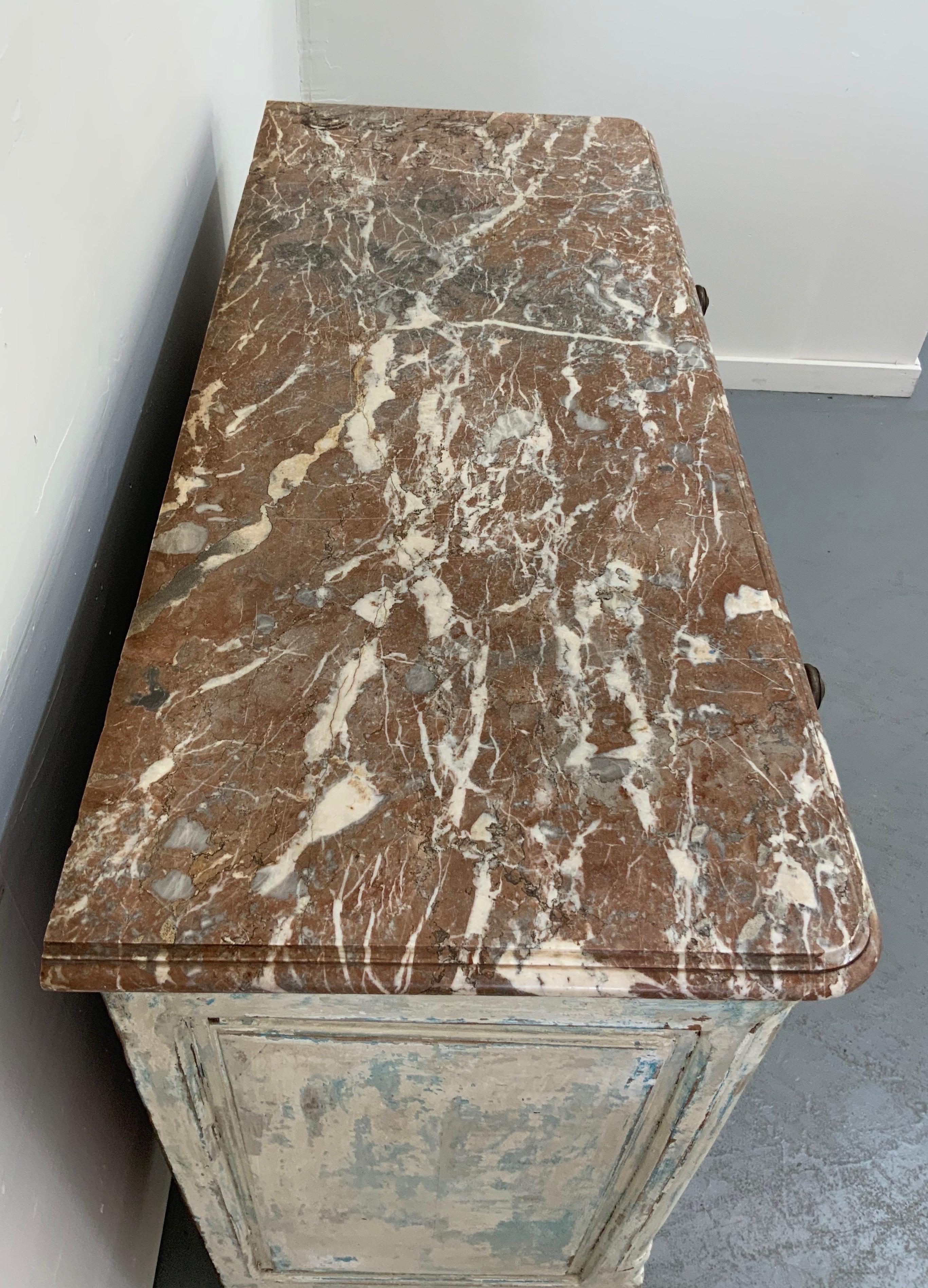 French Buffet Louis XV Style, 19th Century with Marble Top Patinated by Benoit 5