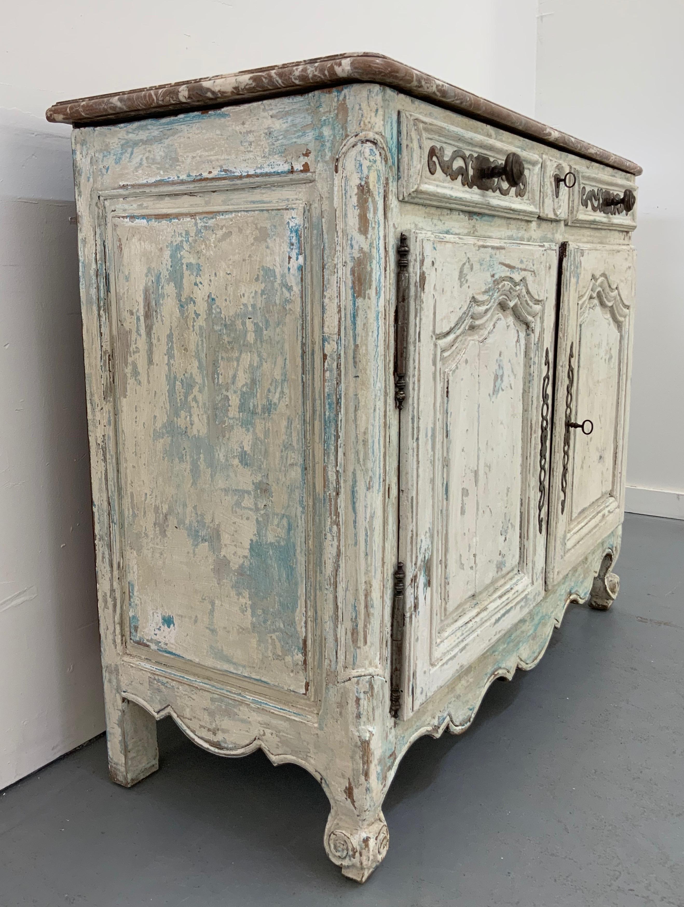 French Buffet Louis XV Style, 19th Century with Marble Top Patinated by Benoit 2