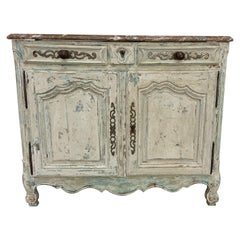 French Buffet Louis XV Style, 19th Century with Marble Top Patinated by Benoit