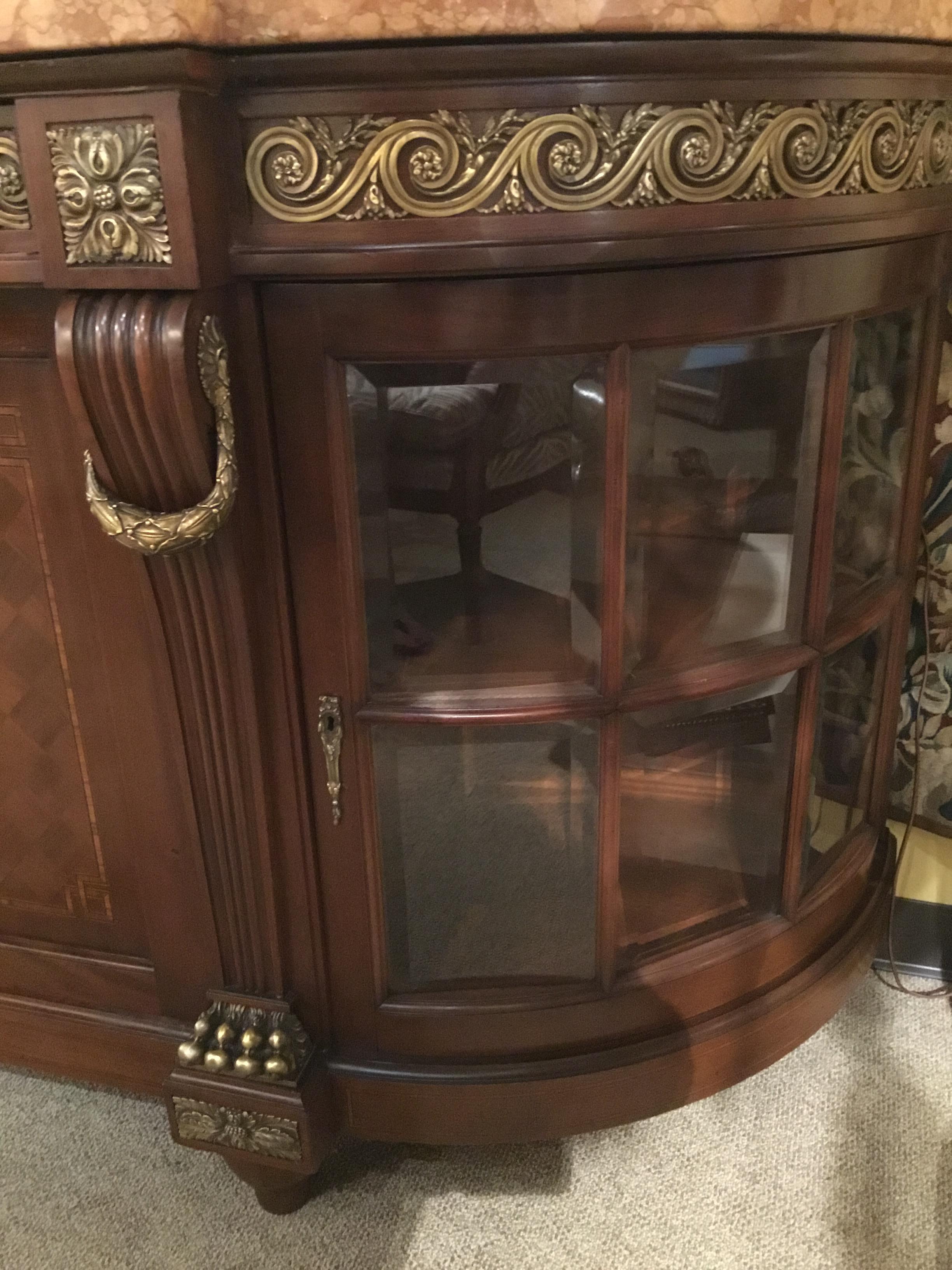 French Buffet/Sideboard, 19th Century with Marquetry and Bronze Dore Mounts 7