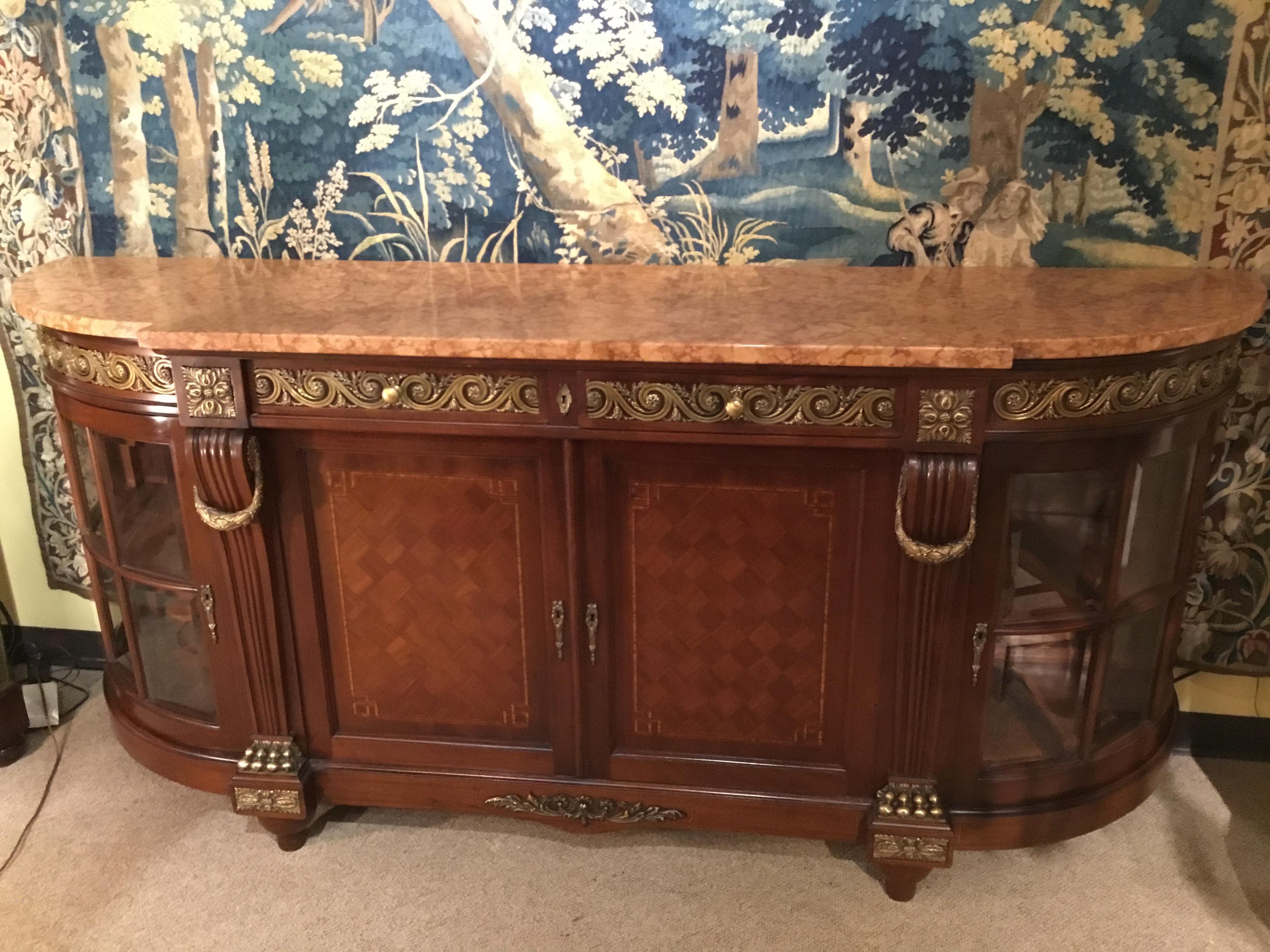 French Buffet/Sideboard, 19th Century with Marquetry and Bronze Dore Mounts 8