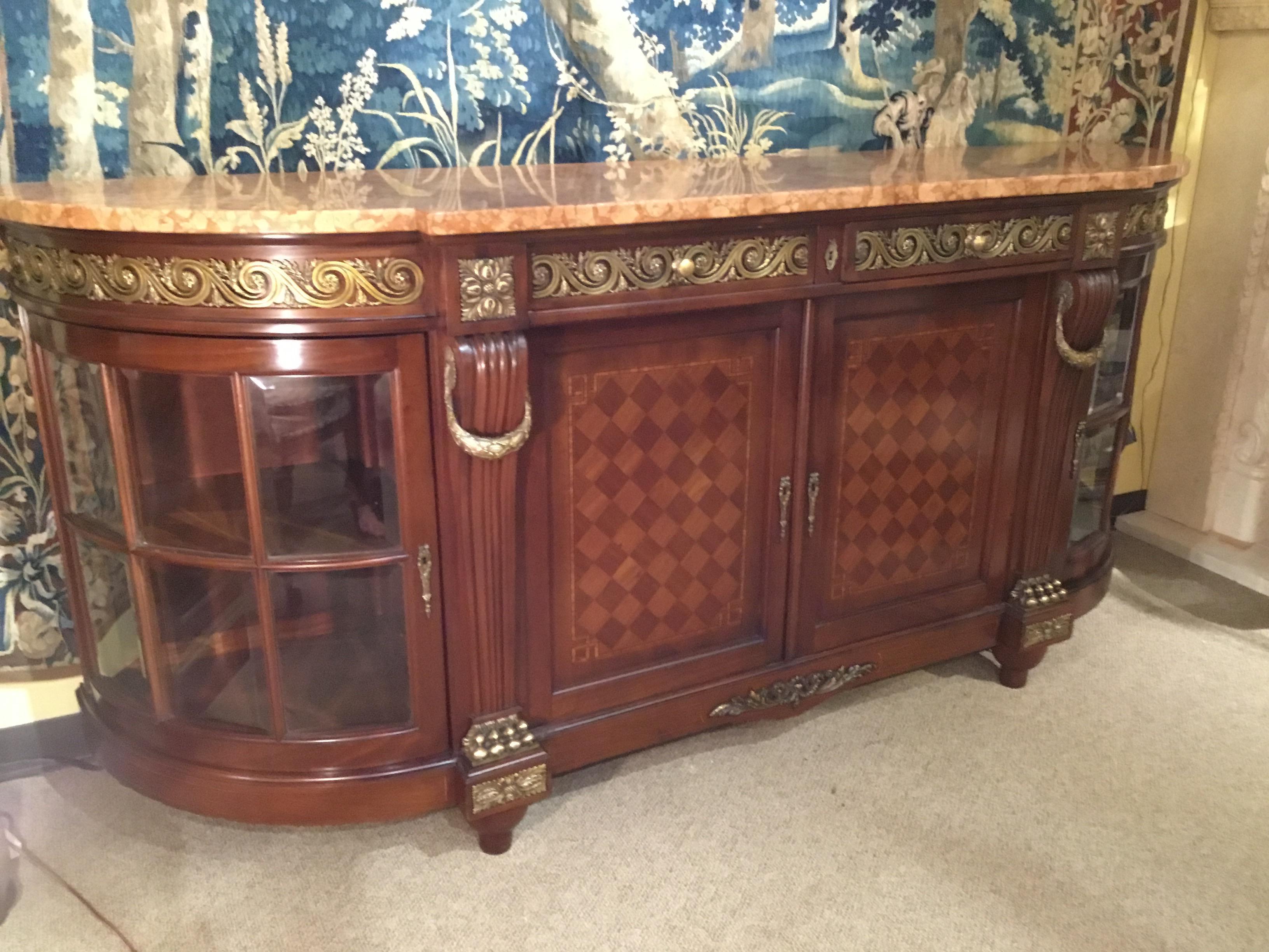 French Buffet/Sideboard, 19th Century with Marquetry and Bronze Dore Mounts 9