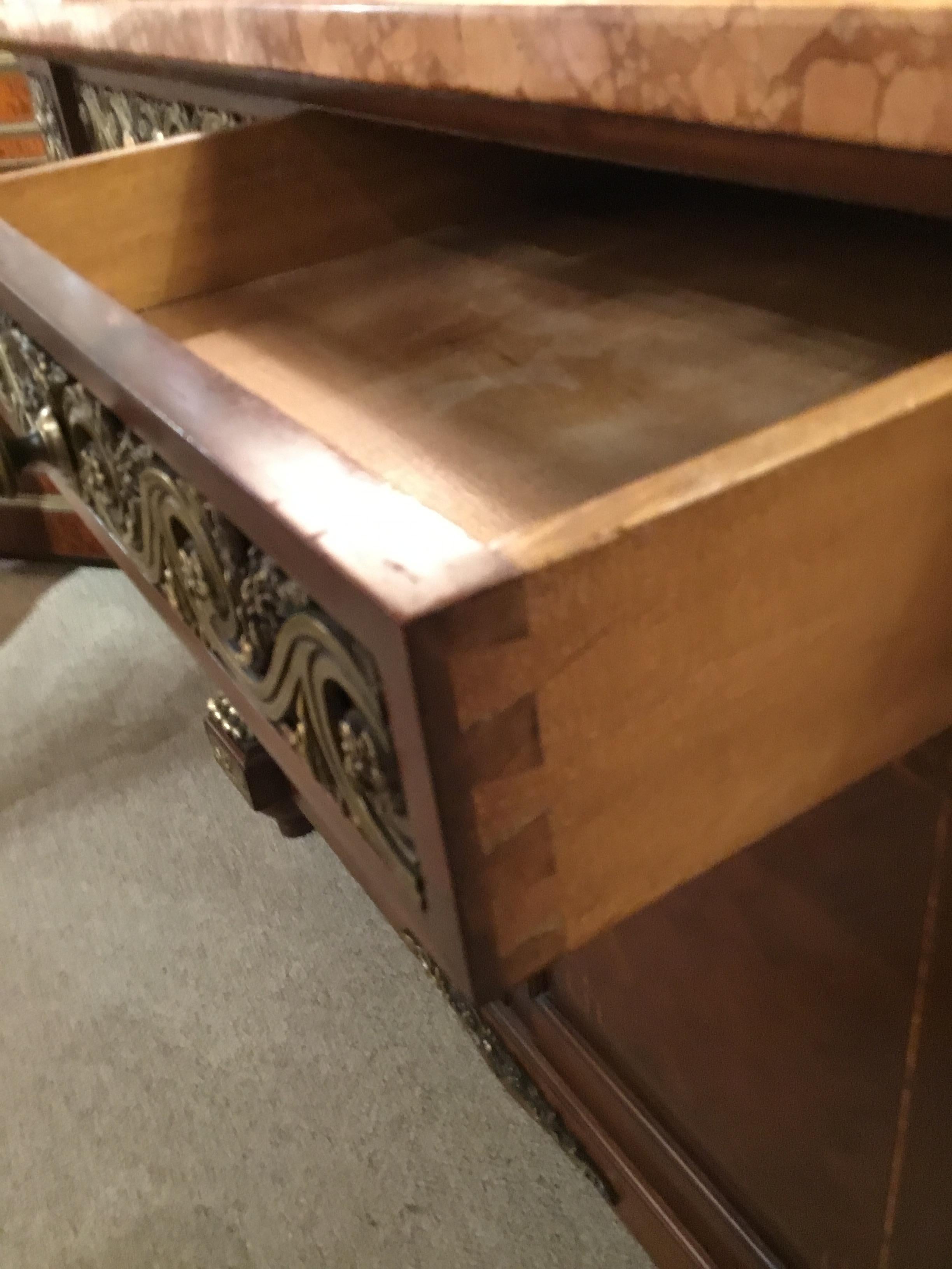 French Buffet/Sideboard, 19th Century with Marquetry and Bronze Dore Mounts 3
