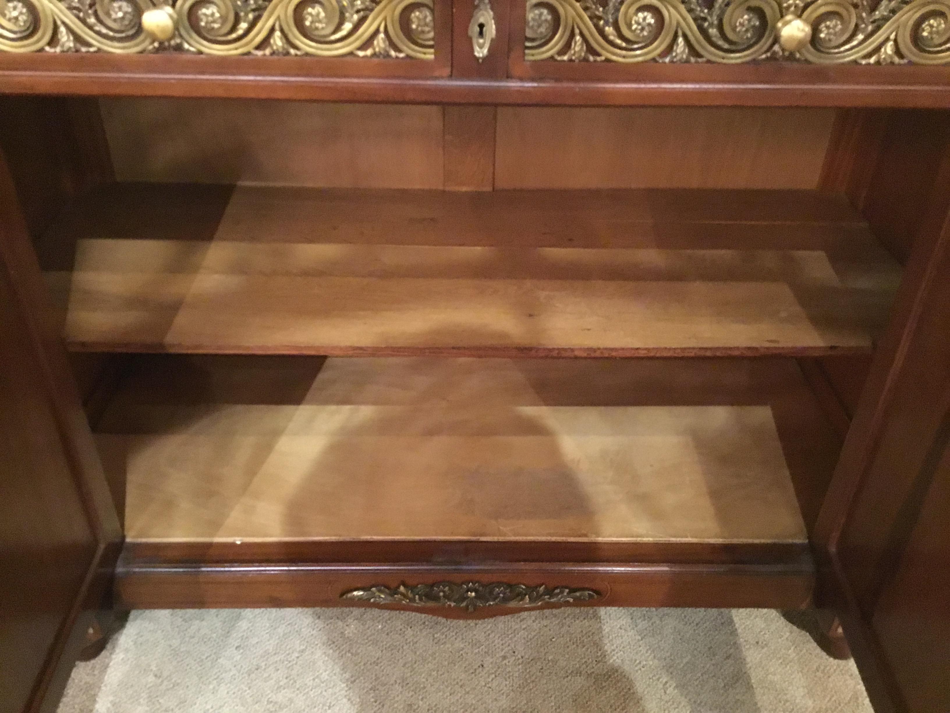 French Buffet/Sideboard, 19th Century with Marquetry and Bronze Dore Mounts 4